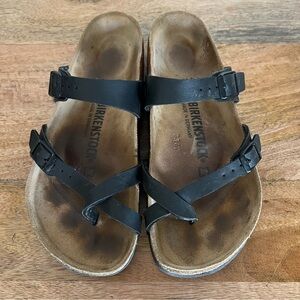 Birkenstocks Mayari Birko-Flor Black Sandals Size 38 L7-7.5 Regular Wide Fit